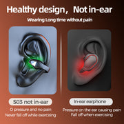 Ear Clip Bone Conduction Headphone Bluetooth-compatible 5.2 HIFI Wireless Earphone Touch Handsfree Sports Noise Cancelling Headset With Mic